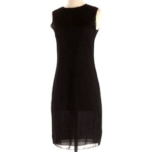 DKNY 90s Vintage LBD Y2K Black Sheer Layered Dress Sequin Trim Stretch Punk Glam